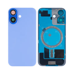 Vitre arrière iPhone 16 sans NFC, cadre caméra agrandi Bleu ultramarine