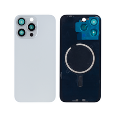 Verre arrière iPhone 15 Pro Max Titane Blanc (Contour caméra agrandi) (sans logo)