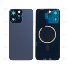 Vitre arrière pour iPhone 15 Pro Titane Bleu (Contour caméra agrandi) - Compatible