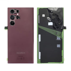 Vitre arrière originale Samsung Galaxy S22 Ultra S908 Bourgogne avec lentille