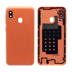 Vitre arrière Samsung Galaxy A20e A202F Orange avec lentille – OEM