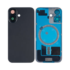 Vitre arrière iPhone 16 Noir sans NFC, cadre caméra agrandi