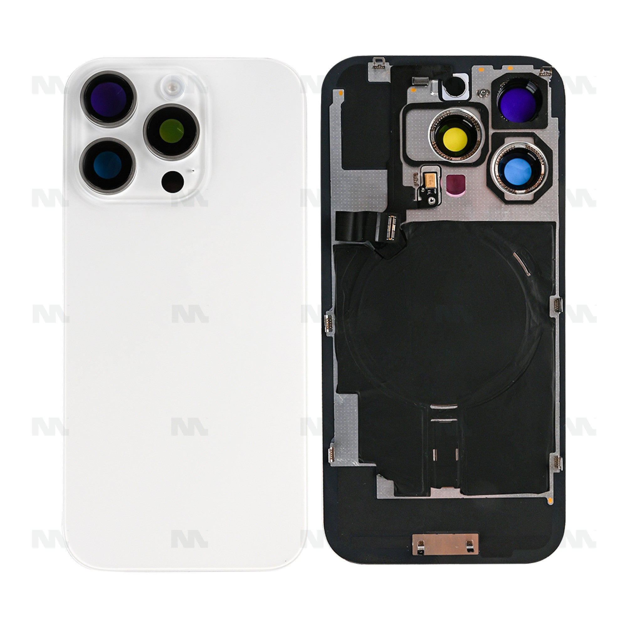 Vitre arrière iPhone 16 Pro avec NFC, cadre caméra agrandi Blanc Titane