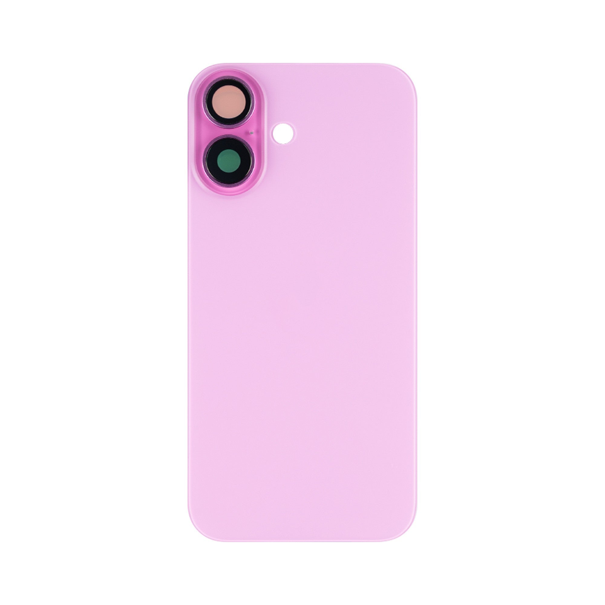 Vitre arrière iPhone 16 Rose sans NFC, cadre caméra agrandi