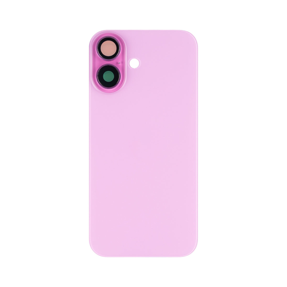Vitre arrière iPhone 16 Rose sans NFC, cadre caméra agrandi