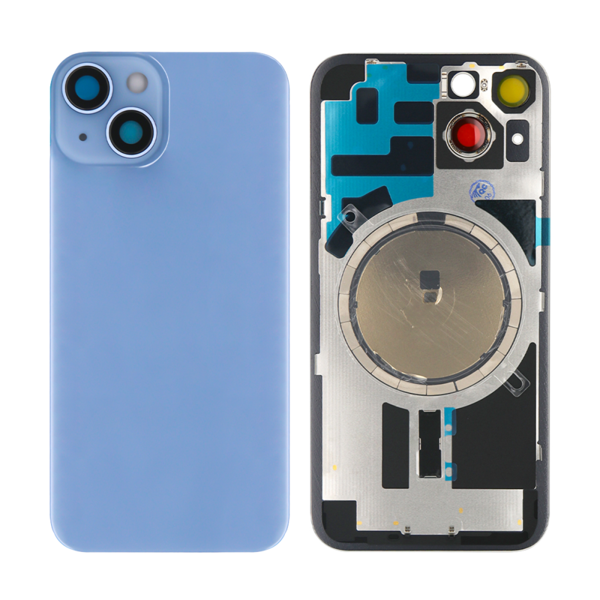 Vitre arrière iPhone 14 Bleu (Cadre caméra agrandi) - OEM
