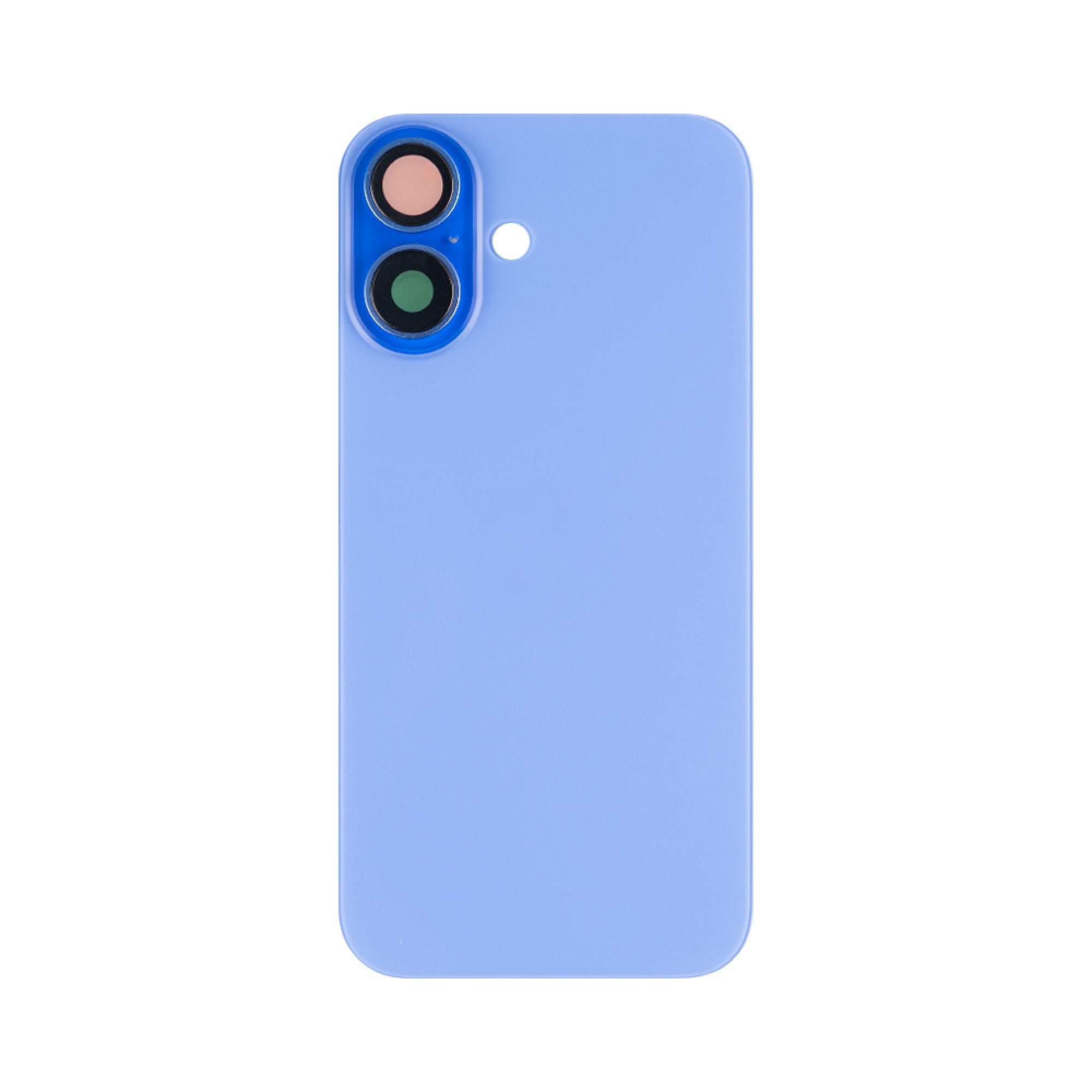 Vitre arrière iPhone 16 sans NFC, cadre caméra agrandi Bleu ultramarine