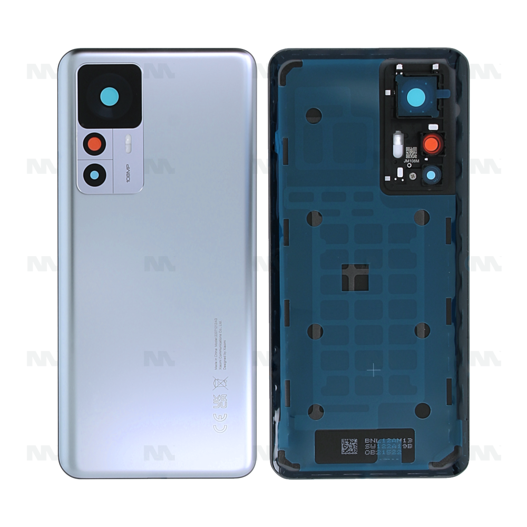 Vitre arrière Xiaomi 12T (22071212AG) Argent avec lentille - OEM
