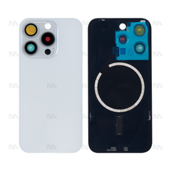Vitre arrière pour iPhone 15 Pro Titane Blanc (Contour caméra agrandi) - Compatible
