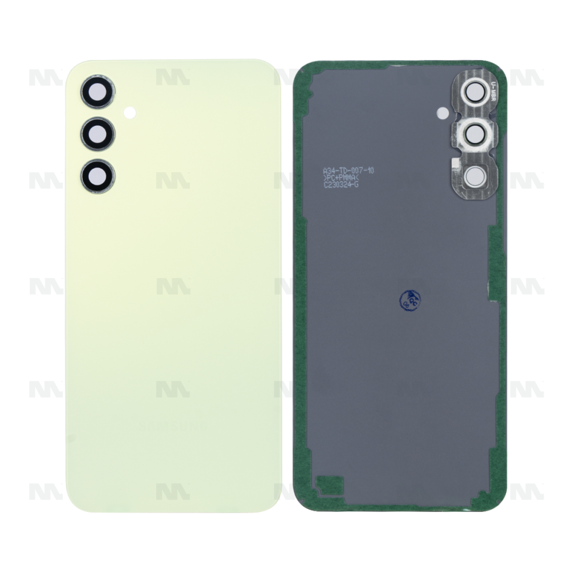 Vitre arrière Samsung Galaxy A34 5G A346B Jaune Avec Lentille - OEM