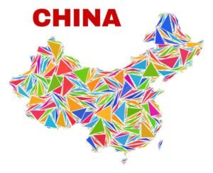 carte stylisee de la chine en couleurs vives