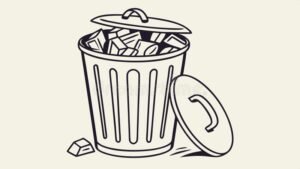 icone corbeille ouverte avec message retrouve