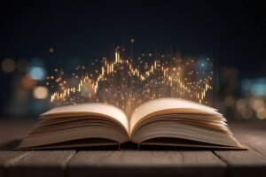 livre ouvert avec lumiere douce nocturne