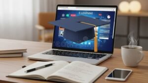 Comment Obtenir Un Bac+5 En Informatique Grâce à La VAE 41 personne etudiant avec ordinateur et diplomas visibles